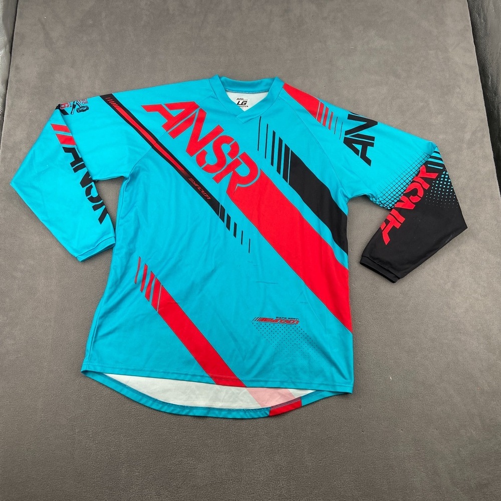 Answer Racing Syncron Jersey Mens Large‎ Blue Graphic V Neck Off Road Motorcycle